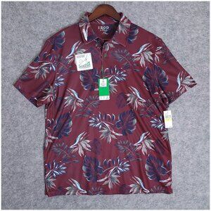 IZOD GOLF NWT Medium Swing Flex Maroon Tropical Performance Polo UPF 50 Shirt